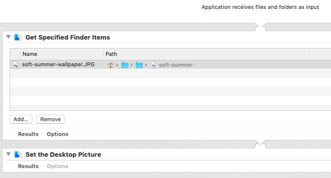 Aplikácia Automator na nastavenie konkrétneho obrázka pracovnej plochy na počítačoch Mac
