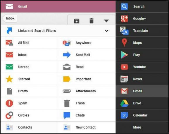 Čierna ponuka: Prístup ku všetkým službám Google v rámci jedinej ponuky [Chrome] rozbaliteľná ponuka Gmail
