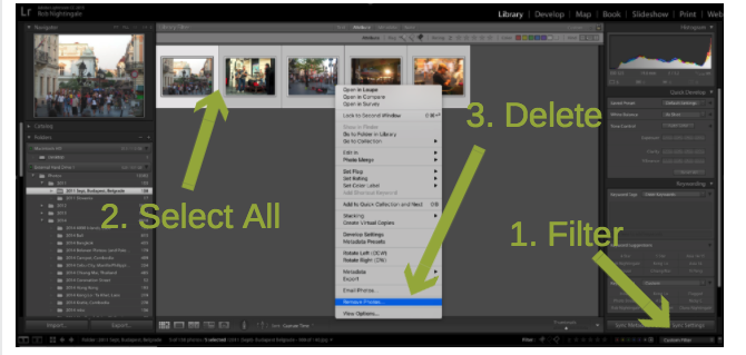 Odstrániť fotografie Lightroom