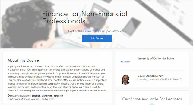 Coursera - Financie pre nefinančných profesionálov