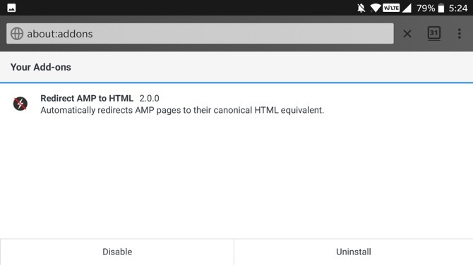 Presmerujte AMP na HTML Firefox Android