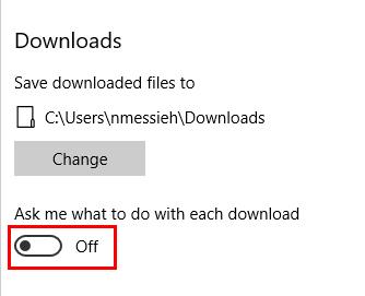 Ako zakázať výzvu programu Microsoft Edge na ukladanie stiahnutých súborov EdgeDownloads