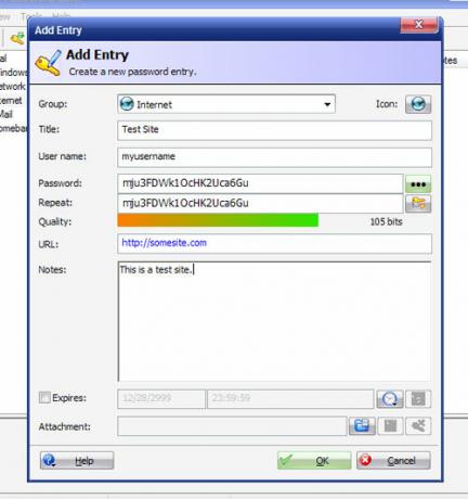 keepass add entry