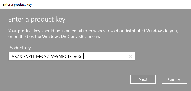 Zadajte kód Product Key systému Windows 10