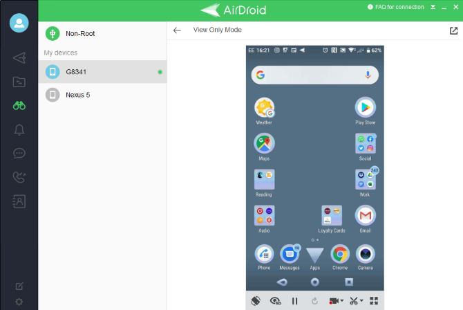 Nahrajte obrazovku Android do svojho počítača pomocou AirDroid